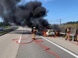 Lyssach BE - Auto auf A1 in Vollbrand