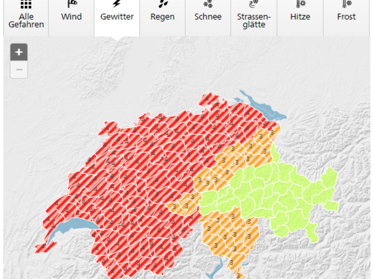 Schweiz - Warnung vor heftigen Gewittern | Polizei-Schweiz.ch