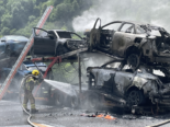 Soazza GR: Brand von Autotransporter - A13 komplett gesperrt