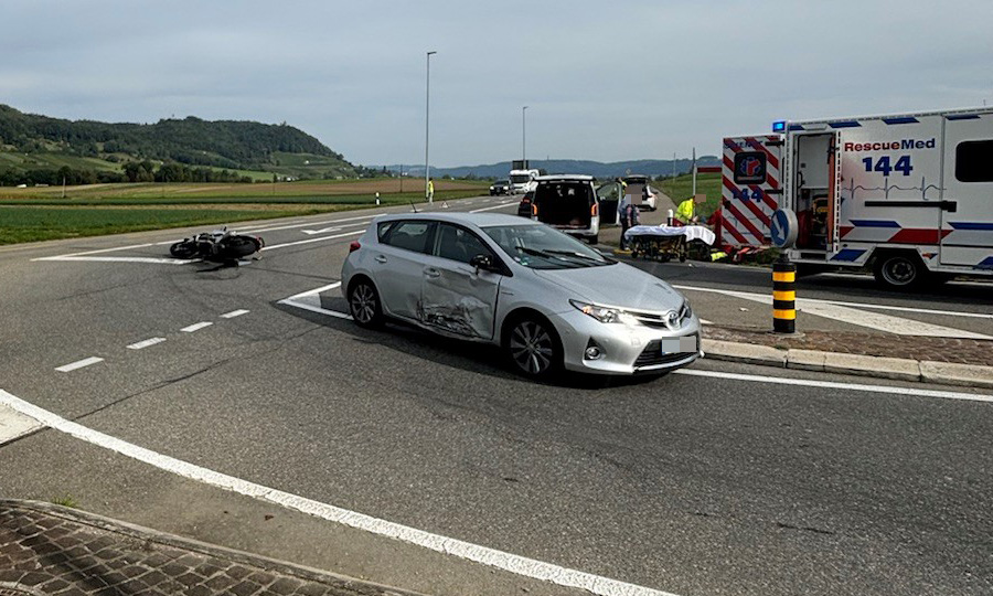 Wagenhausen (TG): Motorradfahrer verletzt bei Unfall mit Auto