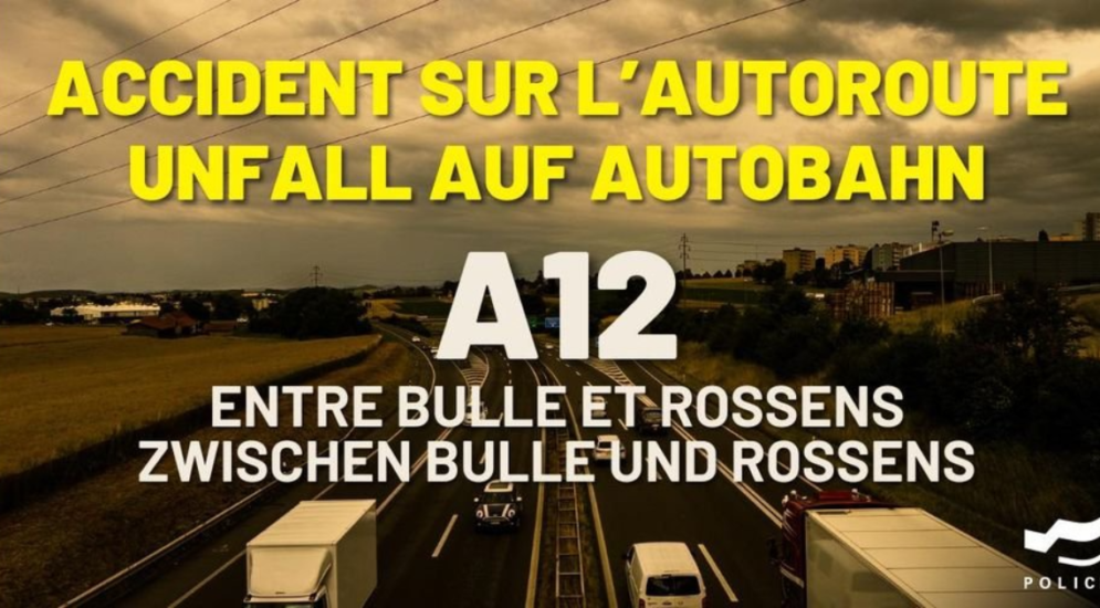 Intervention A12, Bulle-Rossens (FR): Vorsicht wegen Trümmerteilen!