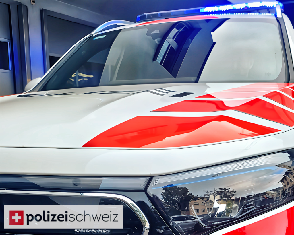 Symbolfoto: Nahaufnahme Polizeiauto schräg von vorne links