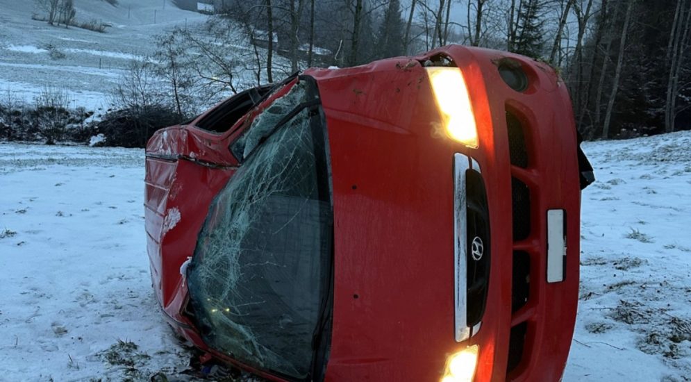 Lieferwagen Unfall in Trogen AR: Fahrer aus Fahrzeug geschleudert