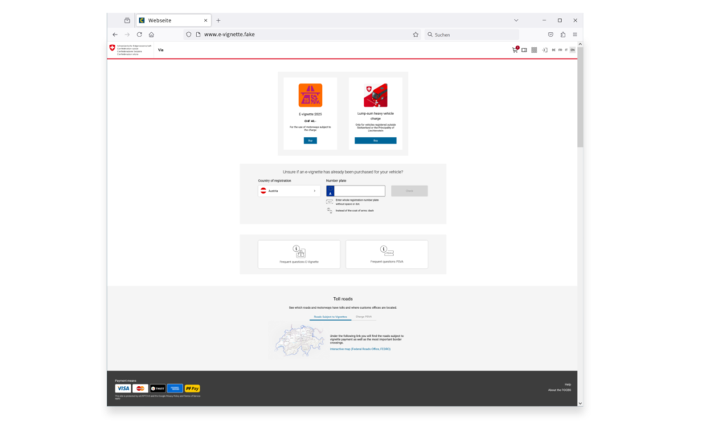 Gefälschte Websites: Warnung vor Betrug beim E-Vignetten-Kauf